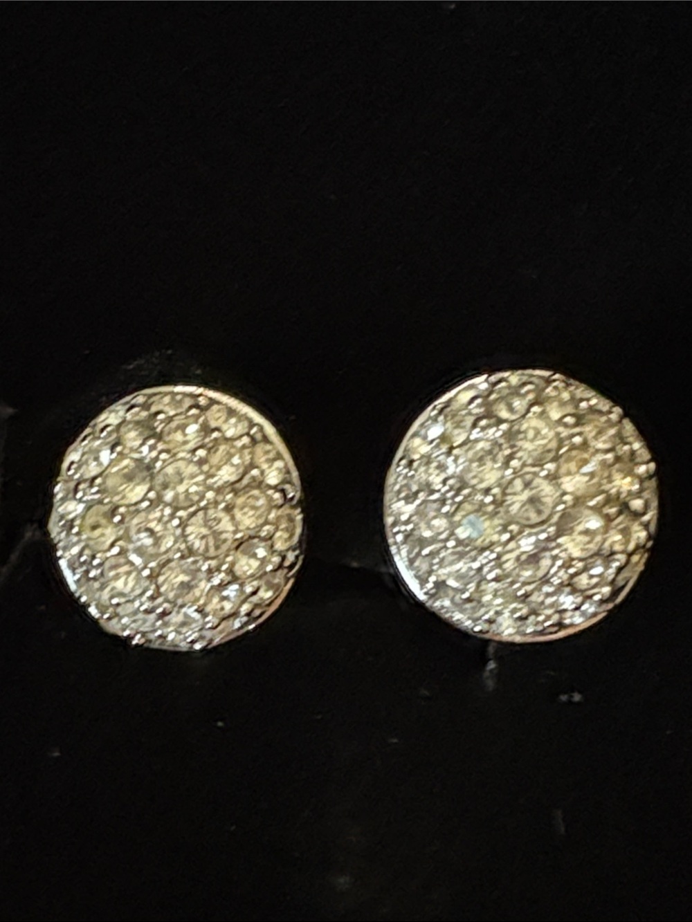 Clip-on Classic Round Pavé Stud Earrings in Silver